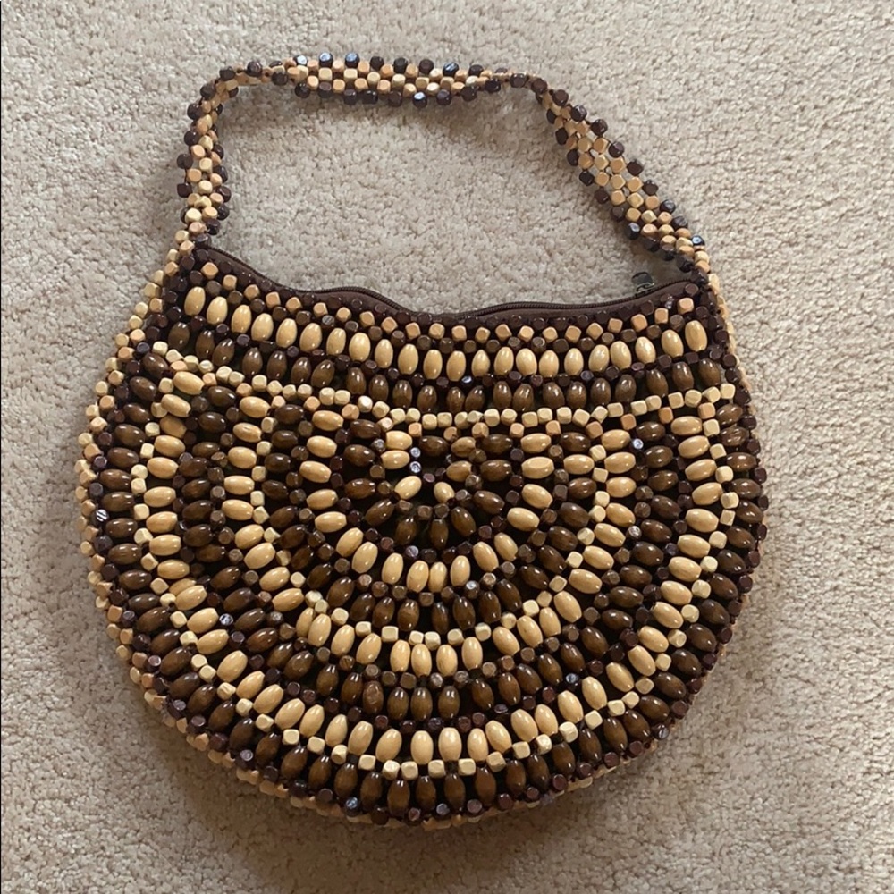 Wood bead purse